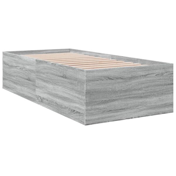 vidaXL Estructura de cama madera de ingenier&iacute;a gris Sonoma 90x190 cm