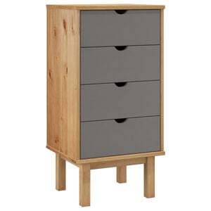 vidaXL Cajonera OTTA madera maciza de pino marrón y gris 45x39x90 cm