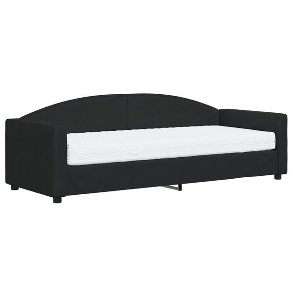vidaXL Sof&aacute; cama con colch&oacute;n tela negro 80x200 cm