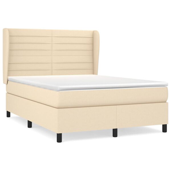 vidaXL Cama box spring con colch&oacute;n tela color crema 140x190 cm