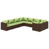 vidaXL Set muebles de jard&iacute;n 8 pzas y cojines rat&aacute;n sint&eacute;tico marr&oacute;n