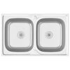 vidaXL Fregadero de cocina doble seno acero inoxidable 800x500x155 mm