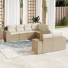 vidaXL Set sof&aacute;s de jard&iacute;n 7 piezas y cojines rat&aacute;n sint&eacute;tico beige