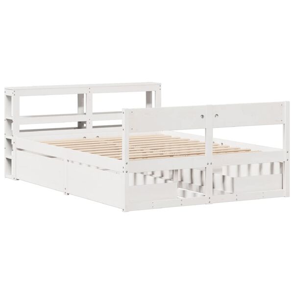 vidaXL Estructura de cama sin colch&oacute;n madera de pino blanco 135x190 cm
