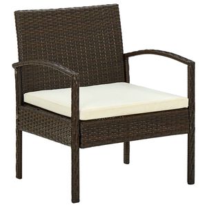 vidaXL Silla de jard&iacute;n con coj&iacute;n rat&aacute;n sint&eacute;tico marr&oacute;n