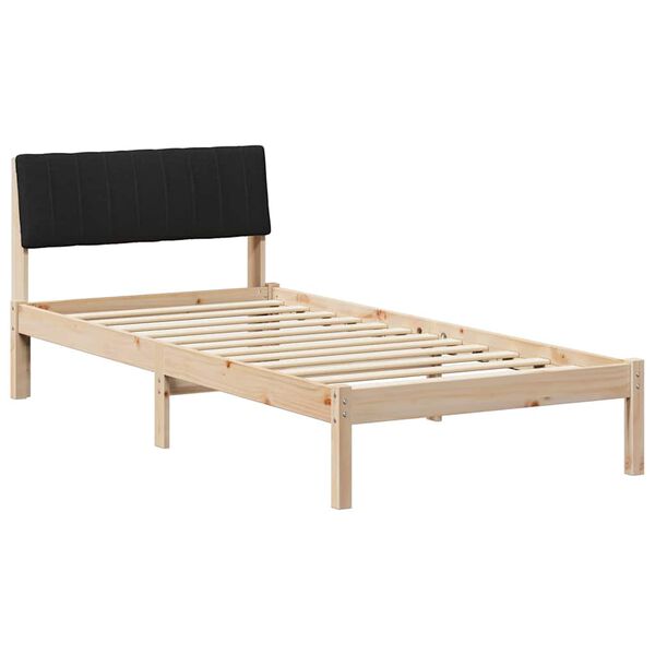 vidaXL Estructura de cama con cabecera Marr&oacute;n y negro 90 x 200 cm