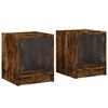 vidaXL Mesitas noche puertas de vidrio 2 uds roble ahumado 35x37x42 cm
