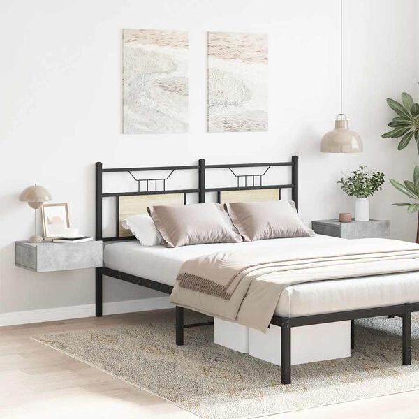 vidaXL Mesitas de noche flotantes 2 ud madera ingeniería gris hormigón