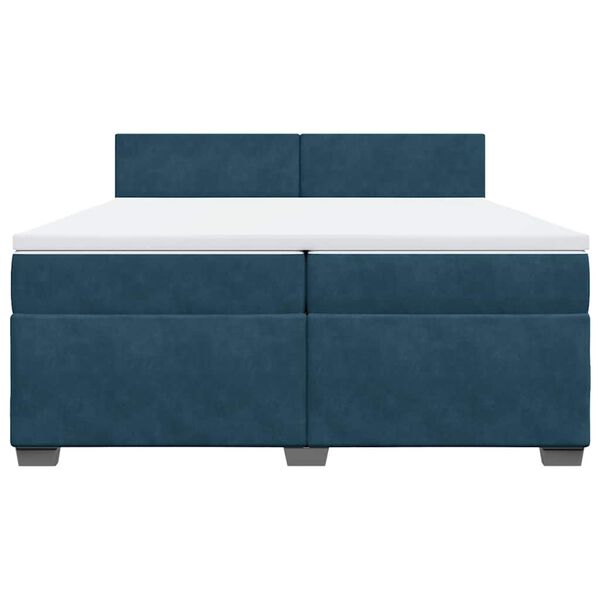 vidaXL Cama box spring con colch&oacute;n terciopelo azul oscuro 200x200 cm