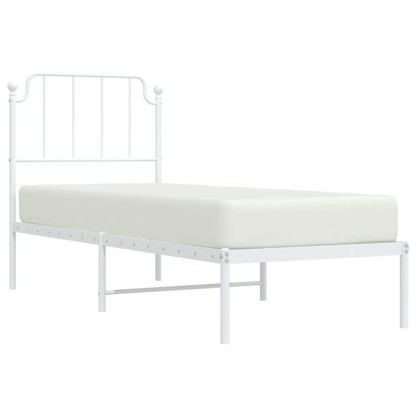 vidaXL Estructura cama sin colch&oacute;n con cabecero metal blanco 80x200 cm
