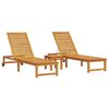 vidaXL Tumbona 3 uds. Madera de Acacia S&oacute;lida Marr&oacute;n