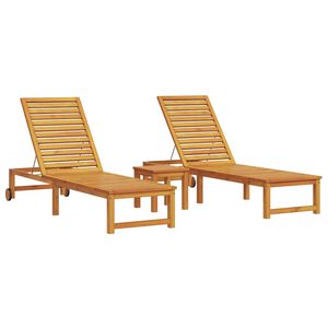 vidaXL Tumbona 3 uds. Madera de Acacia S&oacute;lida Marr&oacute;n