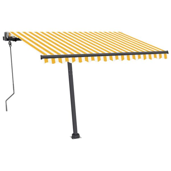 vidaXL Toldo de pie automático amarillo y blanco 300x250 cm