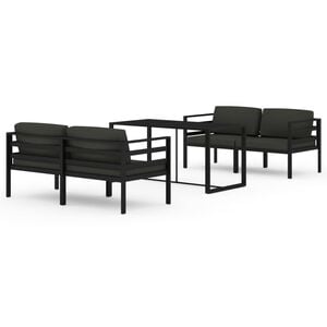 vidaXL Set muebles de jard&iacute;n 5 pzas y cojines aluminio gris antracita