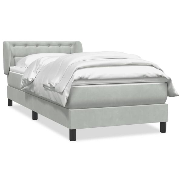 vidaXL Cama box spring con colch&oacute;n terciopelo gris claro 90x220 cm