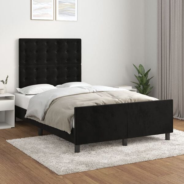 vidaXL Estructura de cama sin colch&oacute;n terciopelo negro 120x190 cm