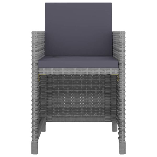 vidaXL Set de comedor de jardín 11 pzas y cojines ratán sintético gris