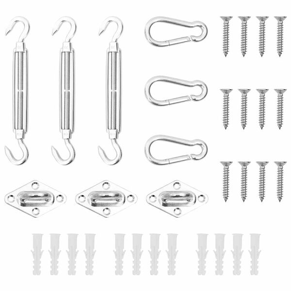 vidaXL Juego de accesorios para toldo de vela 9 pzas acero inoxidable