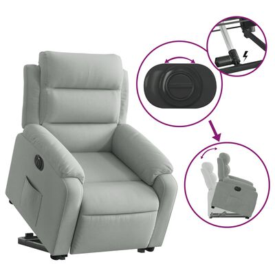 vidaXL Sillón eléctrico reclinable elevable de terciopelo gris claro