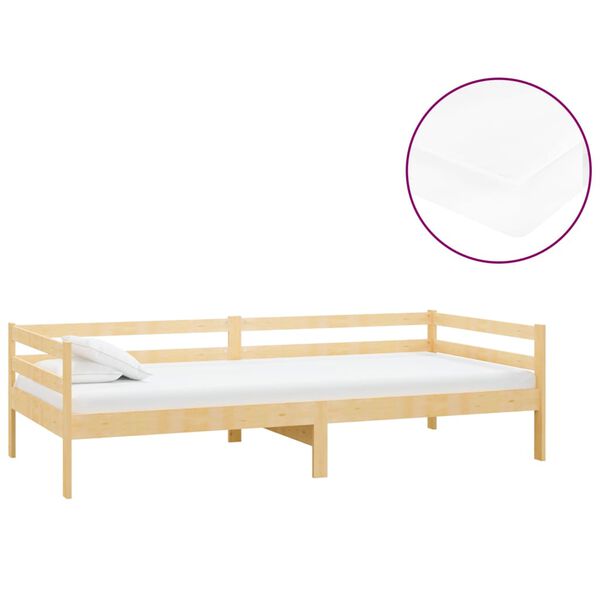 vidaXL Sof&aacute; cama con colch&oacute;n madera de pino maciza 90x200 cm