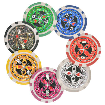 vidaXL Juego combinado póker/blackjack con 600 fichas láser aluminio