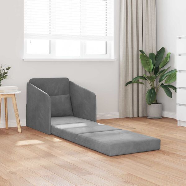 vidaXL Sof&aacute; cama Gris oscuro 65 x 80 x 83 cm Terciopelo
