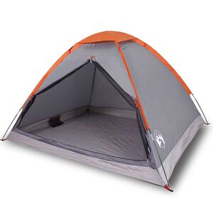 vidaXL Tienda de campa&ntilde;a igl&uacute; para 2 personas impermeable gris naranja