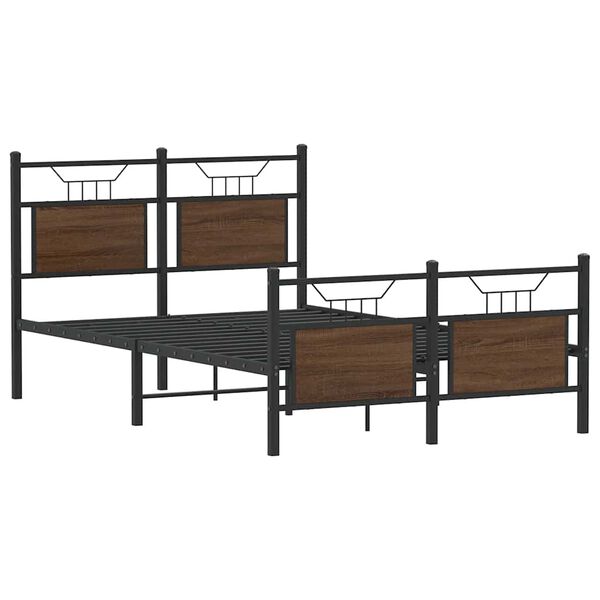 vidaXL Estructura de cama sin colch&oacute;n madera marr&oacute;n roble 120x190 cm