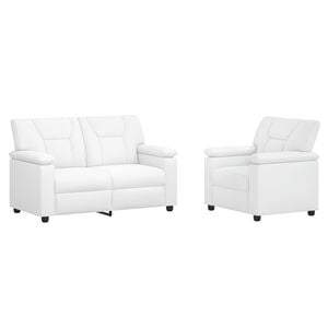 vidaXL Juego de Sof&aacute; 2 pcs Blanco Cuero sint&eacute;tico