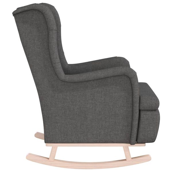 vidaXL Sill&oacute;n con patas mecedoras madera caucho terciopelo gris oscuro