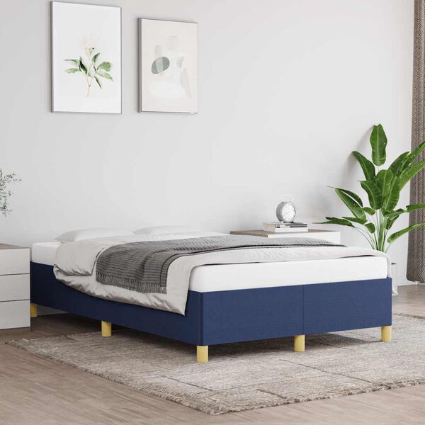 vidaXL Estructura de cama sin colch&oacute;n tela azul 120x190 cm