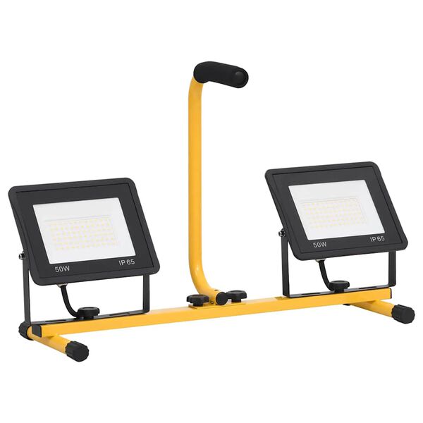 vidaXL Foco LED con asa 2x50 W blanco cálido