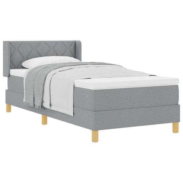 vidaXL Cama con Somier con colch&oacute;n Gris claro 100 x 200 cm tela