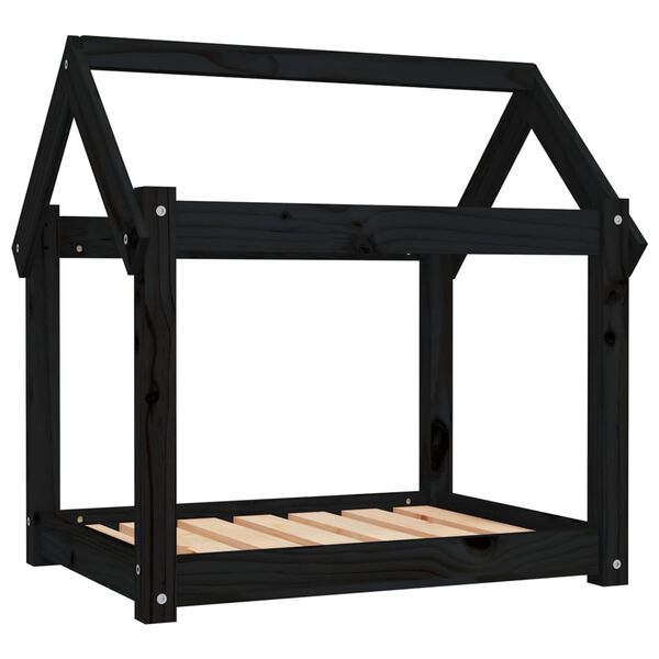 vidaXL Cama para perros madera maciza de pino negro 71x55x70 cm