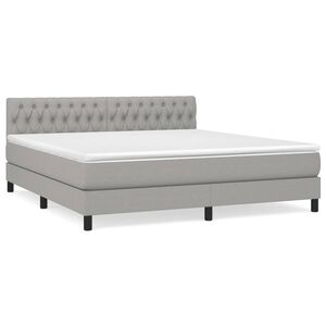 vidaXL Cama box spring con colch&oacute;n tela gris claro 180x200 cm