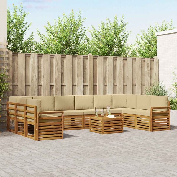 vidaXL Conjunto de Sof&aacute; Seccional con coj&iacute;n 11 pcs Natural y Beige