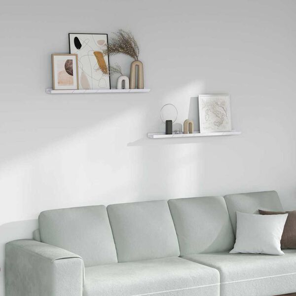 vidaXL Estante de pared con estante 2 pcs M&aacute;rmol 80 x 9 x 3 cm