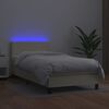 vidaXL Cama box spring y colch&oacute;n LED cuero sint&eacute;tico crema 90x190 cm