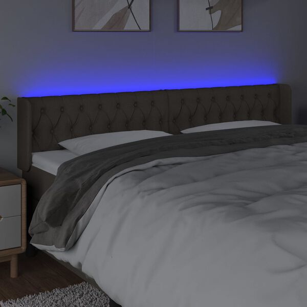 vidaXL Cabecero con LED de tela gris taupe 203x16x78/88 cm