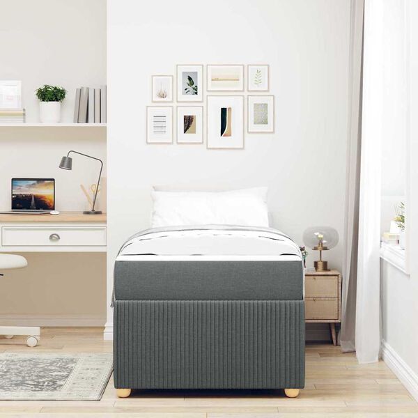 vidaXL Estructura de cama con colch&oacute;n Gris oscuro 90 x 200 cm tela