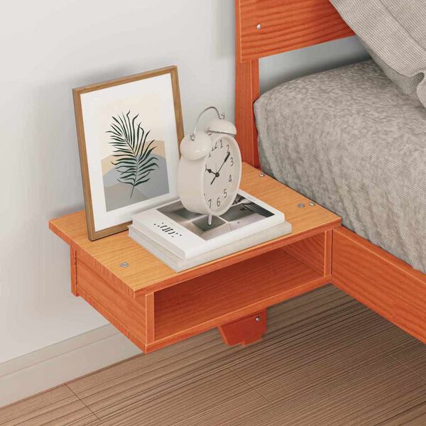 vidaXL Estructura de cama con cabecera Marr&oacute;n cera 90 x 200 cm