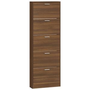 vidaXL Zapatero madera contrachapada marr&oacute;n roble 59x17x169 cm
