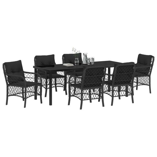 vidaXL Conjunto de Comedor de Jard&iacute;n 7 pcs Negro rat&aacute;n sint&eacute;tico