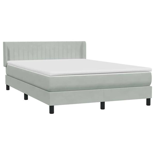 vidaXL Cama box spring con colchón terciopelo gris claro 140x220 cm