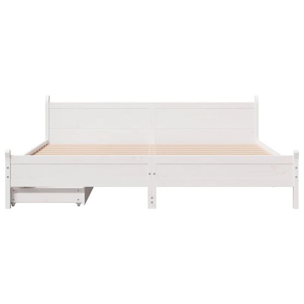vidaXL Estructura de cama sin colch&oacute;n madera maciza blanca 200x200 cm