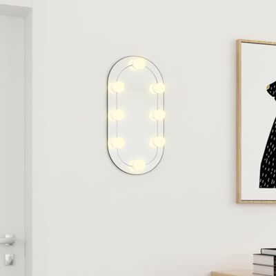vidaXL Espejo con luces LED vidrio ovalado 40x20 cm