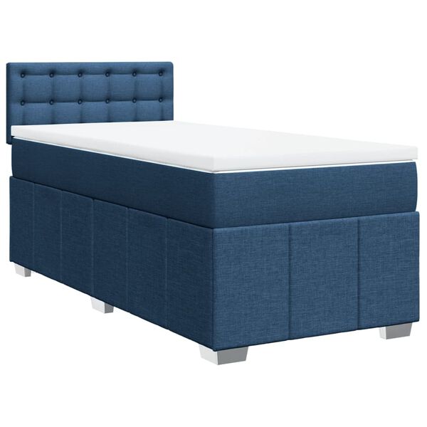 vidaXL Cama box spring con colch&oacute;n tela azul 90x200 cm