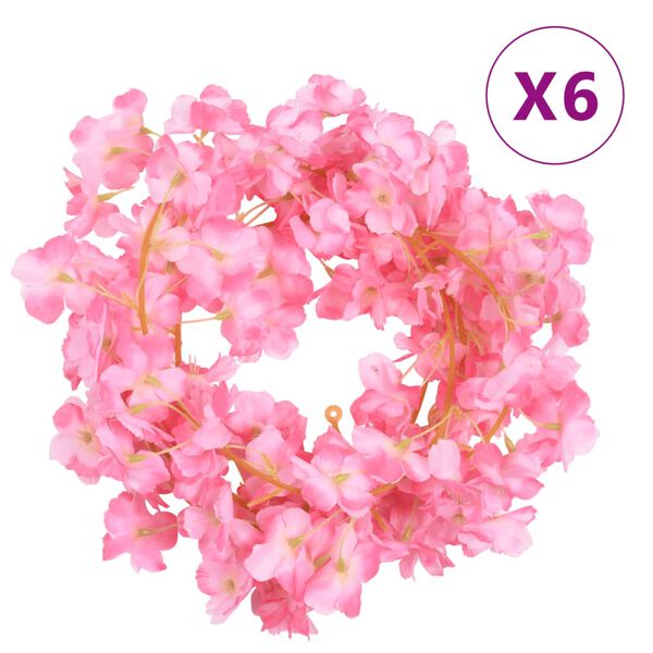 vidaXL Guirnaldas de flores de Navidad 6 uds rosa oscuro 180 cm