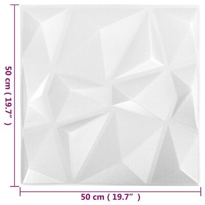 vidaXL Paneles de pared 3D 48 unidades blanco diamante 12 m² 50x50 cm