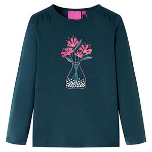 Camiseta infantil de manga larga verde oscuro 116